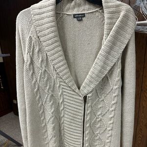Cream Eddie Bauer zip-up sweater